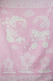Одеяло детское байковое 100х140 АРТ: Букашка (цвет розовый)