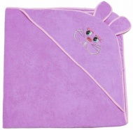 Полотенце махровое с вышивкой, уголок, длинные ушки (фиолетовый 10)