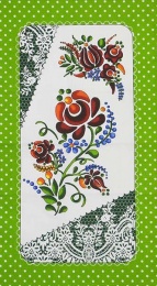 Полотенце вафельное купонное 35х60 "Цветок" (зеленая рамка)- упаковка 10 шт