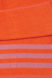 Полотенце махровое 70х140 бордюр №877 -пл. 350 гр/м²- (оранжевый, 303)