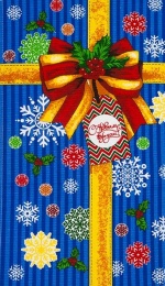 Полотенце вафельное купонное 35х60 "Подарок" (на синем)- упаковка 10 шт