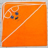Полотенце махровое с вышивкой, уголок, короткие ушки (оранжевый 59)