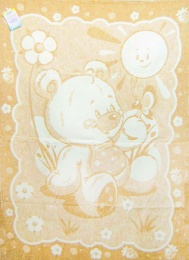 Одеяло детское байковое 100х140  АРТ: Мишка под солнцем (цвет бежевый)
