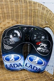Автомобильная подушка под шею "LADA" (черно-синяя)