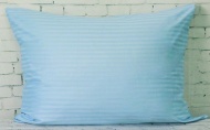 Наволочка 50X70 см страйп-сатин (полоса 1х1) (голубой цвет)
