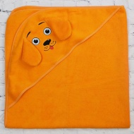 Полотенце махровое с вышивкой, уголок, собачка (оранжевый 40)