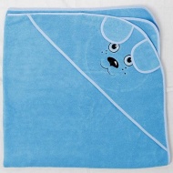 Полотенце махровое с вышивкой, уголок, короткие ушки (темно-голубой 120)