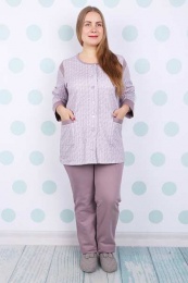 Пижама женская "Талисман" серый (кофта на пуговицах+брюки) футер начес