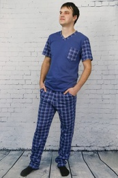 Пижама мужская "Макс" (футболка+брюки)- синий цвет