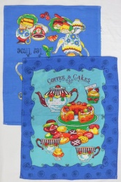 Полотенце вафельное купонное "На кухне" (синий)- упаковка 10 шт