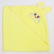 Полотенце махровое с вышивкой, уголок, длинные ушки (желтый 39)