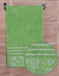 Полотенце махровое 70х140 №806 - 500 гр/м²- (зеленое яблоко, 530) бордюр-серебро