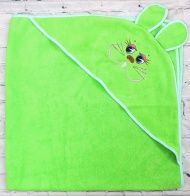 Полотенце махровое с вышивкой, уголок, длинные ушки (зеленый 65)