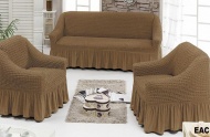 Набор чехлов для мягкой мебели на диван и 2 кресла, арт. 202 Серо-коричневый