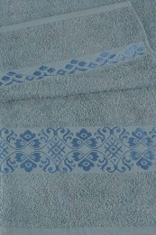 Полотенце махровое 50х90 №522 орнамент-пл. 370 гр/м²- (серый, 612)