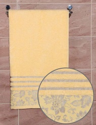 Полотенце махровое 70х140 №806 - 500 гр/м²- (бледно-желтый, 307) бордюр-серебро