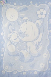 Одеяло детское байковое 100х140 АРТ: Медвежонок (цвет голубой)