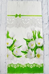 Полотенце вафельное "Белые тюльпаны"- упаковка 10 шт