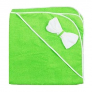 Полотенце махровое с вышивкой, уголок, с бантом (зеленый цвет 65)