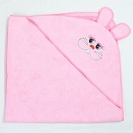 Полотенце махровое с вышивкой, уголок, длинные ушки (розовый 134)