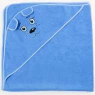 Полотенце махровое с вышивкой, уголок, короткие ушки (синий цвет 61)