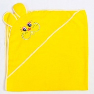 Полотенце махровое с вышивкой, уголок, длинные ушки (желтый 41)