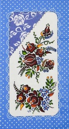 Полотенце вафельное купонное 35х60 "Цветок" (синяя рамка)- упаковка 10 шт