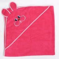 Полотенце махровое с вышивкой, уголок, длинные ушки (теплый розовый, 26)