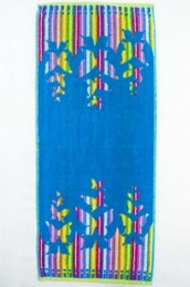 Полотенце 30х80 махровое "Бабочки на просновках" (бирюзовый цвет)