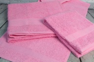 Набор махровых полотенец-3 шт- бордюр №120 -пл. 350 гр/м²- (розовый, 224)