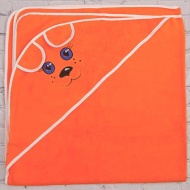 Полотенце махровое с вышивкой, уголок, короткие ушки (оранжевый цвет 149)