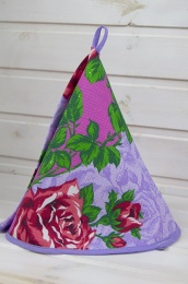 Полотенце круглое вафельное "Розы" (фиолетовый цвет)