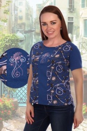 Блузка женская модель Монограмма синий
