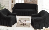 Набор чехлов для мягкой мебели на диван и 2 кресла, арт. 240 Черный