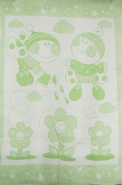Одеяло детское байковое 100х140  АРТ: Букашки (цвет зеленый)