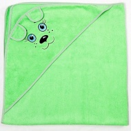 Полотенце махровое с вышивкой, уголок, короткие ушки (зеленая фисташка, 48)