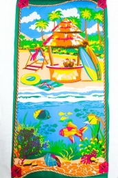 Полотенце вафельное пляжное 80х150 см "Тропический остров" (зеленый)