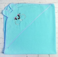 Полотенце махровое с вышивкой, уголок, длинные ушки (голубой цвет 113)