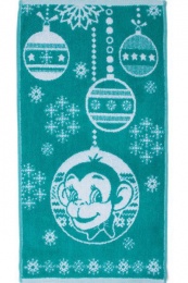 Полотенце 30х60 махровое  "Новогодняя обезьяна" (голубой)