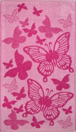 Полотенце 30х60 махровое "Бабочки 3" 4789 (розовый)