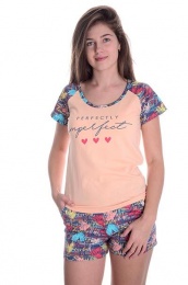 Костюм женский "Совершенство" (футболка+шорты) персик