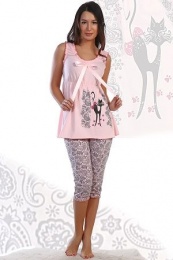 Пижама женская модель Тамина бриджи розовый