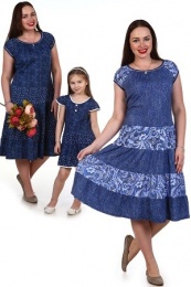 Платье женское модель 1159 синий+огурцы