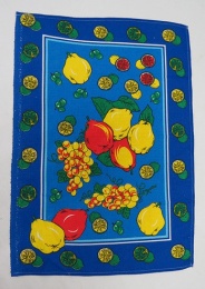 Полотенце вафельное купонное "Лимоны"(синие)