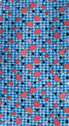Полотенце вафельное с петелькой "Сердечки" (синяя клетка)- упаковка 10 шт