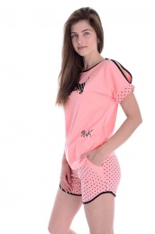 Костюм женский "Тоша" (футболка+шорты) розовый