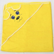 Полотенце махровое с вышивкой, уголок, короткие ушки (желтый 41)