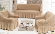 Набор чехлов для мягкой мебели на диван и 2 кресла, арт. 230 Мокко