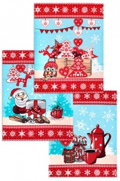 Полотенце вафельное купонное "Дед Мороз" (красный)- упаковка 10 шт