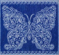 Салфетка махровая 30х30 "Бабочка ажурная" (синий)